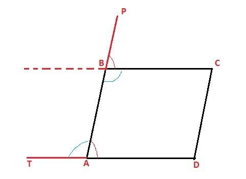 The following is an incomplete paragraph proving that the opposite angles of parallelogram abcd are