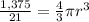 \frac{1,375}{21}=\frac{4}{3}\pi r^{3}