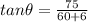 tan\theta = \frac{75}{60+6}