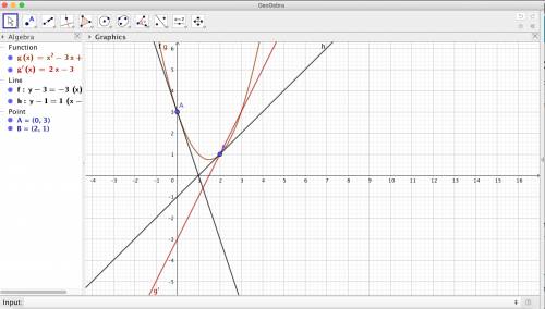 (a) if g(x) = x2 − 3x + 3, find g'(a) and use it to find equations of the tangent lines to the curve