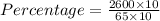 Percentage = \frac{2600\times 10}{65\times 10}