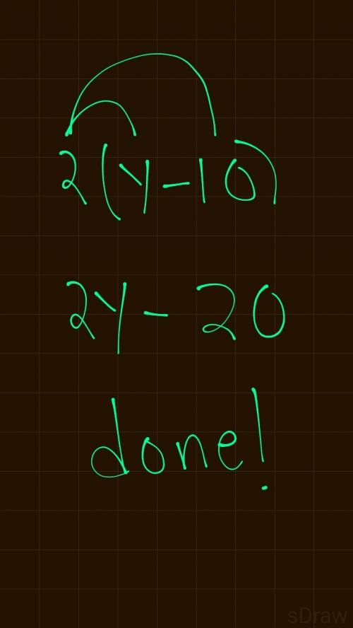 Use the distributive property to write an expression equivalent to 2(y - 10).