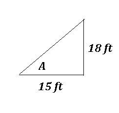 An 18 ft tree casts a 15ft long shadow. what angle is formed?  a.) 30 degrees b.)40 degrees c.) 50 d