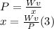 P=\frac{Wv}{x}\\x=\frac{Wv}{P}(3)