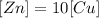 [Zn]=10[Cu]