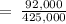 =\:\frac{92,000}{425,000}