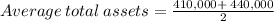 Average\:total\:assets=\frac{410,000+\:440,000}{2}