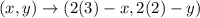 (x,y)\rightarrow (2(3)-x,2(2)-y)