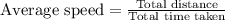 \text{Average speed}=\frac{\text{Total distance}}{\text{Total time taken}}