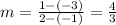 m=\frac{1-(-3)}{2-(-1)}=\frac{4}{3}