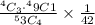 \frac{^4C_3\cdot ^49C1}{^53C_4}\times \frac{1}{42}