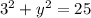 3^2+y^2=25