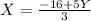 X=\frac{-16+5Y}{3}