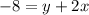 \[-8=y+2x\]