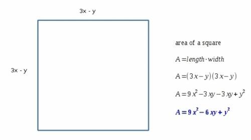 If the length of the side of a square is 3x-y, what is the area of the square in terms of x and y