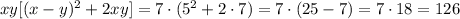 xy[(x-y)^2+2xy]=7\cdot(5^2+2\cdot 7) = 7\cdot (25-7) = 7\cdot 18 = 126