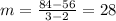 m=\frac{84-56}{3-2}=28