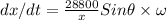 dx/dt=\frac{28800}{x}Sin\theta\times \omega