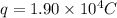 q = 1.90 \times 10^{4} C