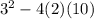 3^2-4(2)(10)