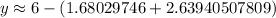 y\approx6-(1.68029746+2.63940507809)