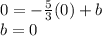 0 = - \frac {5} {3} (0) + b\\b = 0