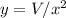 y=V/x^{2}