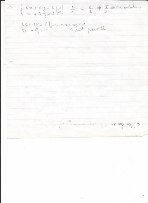 2x + 6y = 5x + 3y = 2 how many solutions