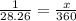 \frac{1}{28.26} =  \frac{x}{360}