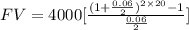 FV=4000[\frac{(1+\frac{0.06}{2})^{2 \times 20} -1}{\frac{0.06}{2}}]