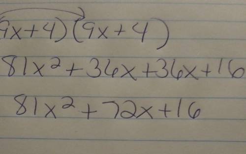 Factor 81x^2+72x+16   15 point