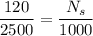 \dfrac{120}{2500}=\dfrac{N_{s}}{1000}