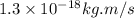 1.3\times 10^{-18}kg.m/s