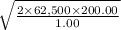 \sqrt{\frac{2\times 62,500\times 200.00}{1.00} }