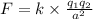 F=k\times \frac{q_1q_2}{a^2}