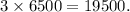 3\times6500=19500.