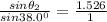 \frac {sin\theta_2}{sin{38.0}^0}=\frac {1.526}{1}
