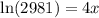 \ln(2981)=4x