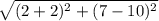 \sqrt{(2+2)^2+(7-10)^2}