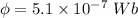 \phi=5.1\times10^{-7}\ Wb