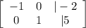 \left[\begin{array}{ccc}-1&0&|-2\\0&1&|5\end{array}\right]