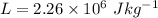 L=2.26\times 10^6\  Jkg^{-1}