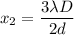 x_{2}=\dfrac{3\lambda D}{2d}