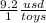 \frac{9.2}{1} \frac{usd}{toys}