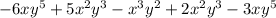 -6xy^5 + 5x^2y^3 - x^3y^2 + 2x^2y^3 -3xy^5