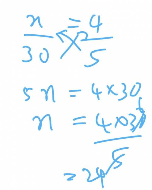 Fill in the blank to make sure the two fractions equivalent. /30 = 4/5