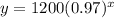 y = 1200(0.97)^x