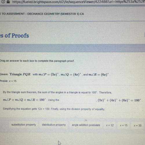 Drag an answer to each box to complete this paragraph proof. answers 1.substitution property 2.dist