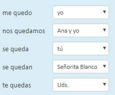 Plz me sort out my spanish which goes with which?