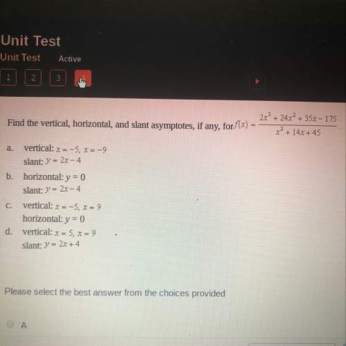 Find the vertical, horizontal, and slant asymptotes, if any, for f(x)=2x^3+24x^2+35x-175/x^2+14x+45&lt;